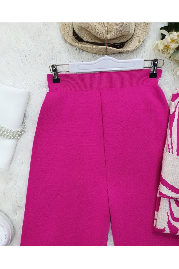 Salaş Triko Pantolon  -Fuşya