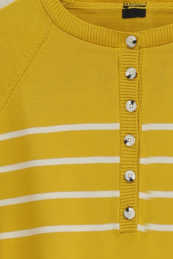 Half Button Slit Knitwear Tunic -Yellow