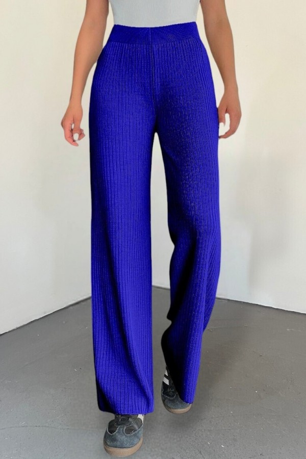 Ribbed Knitwear Trousers -Saxe 