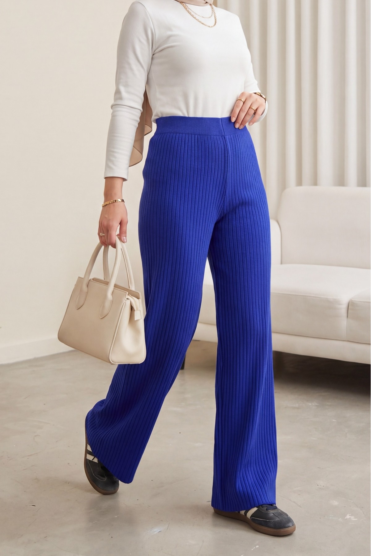 Fitilli Triko Pantolon -Saks