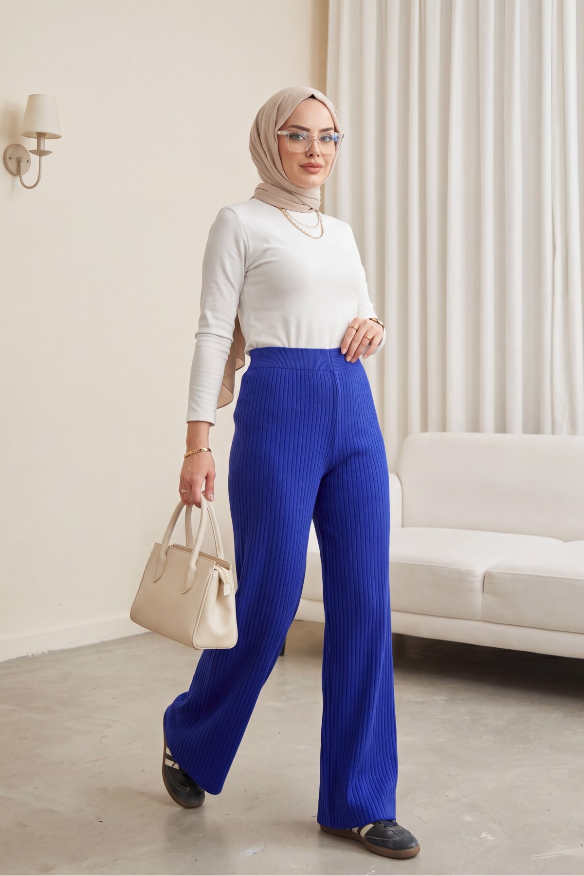 Fitilli Triko Pantolon -Saks