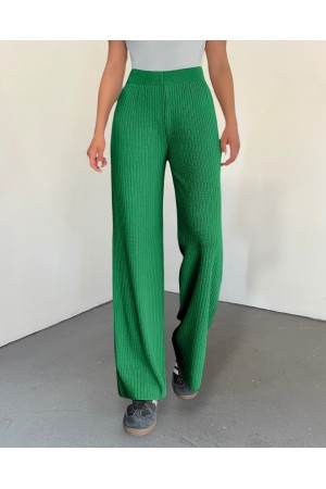 Fitilli Triko Pantolon -Yeşil