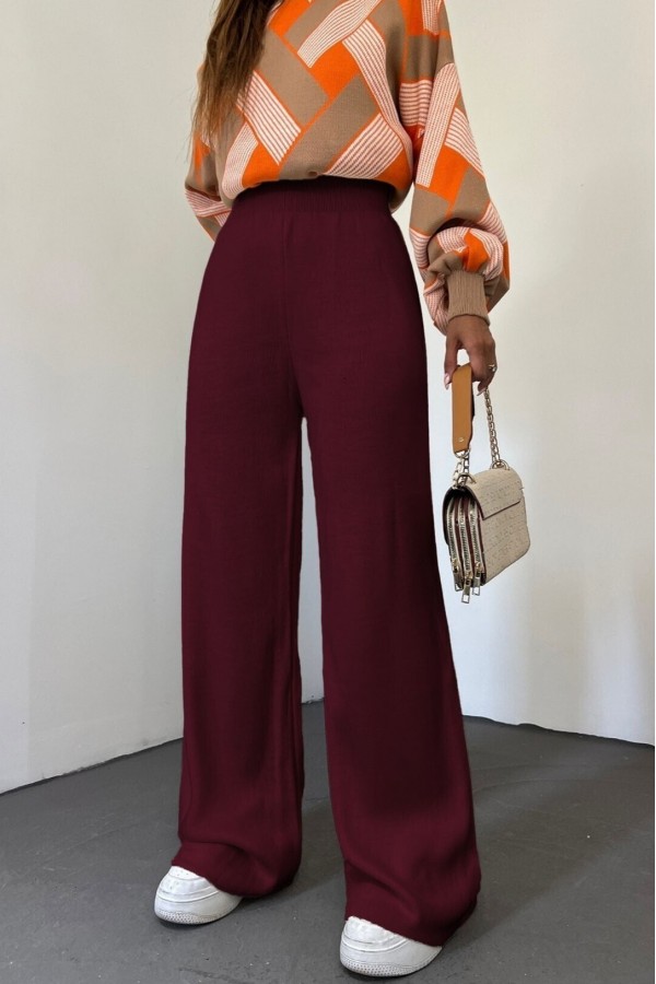 Salaş Triko Pantolon    -Bordo