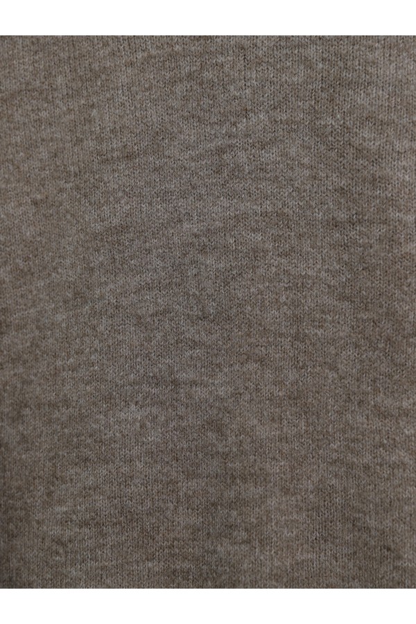 Round Neck Balloon Sleeve Casual Knitted Sweater -Brown