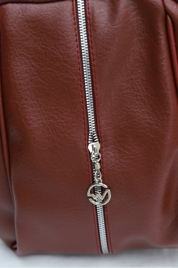 Soft Textured Double Compartment Women's Backpack -Maroon
