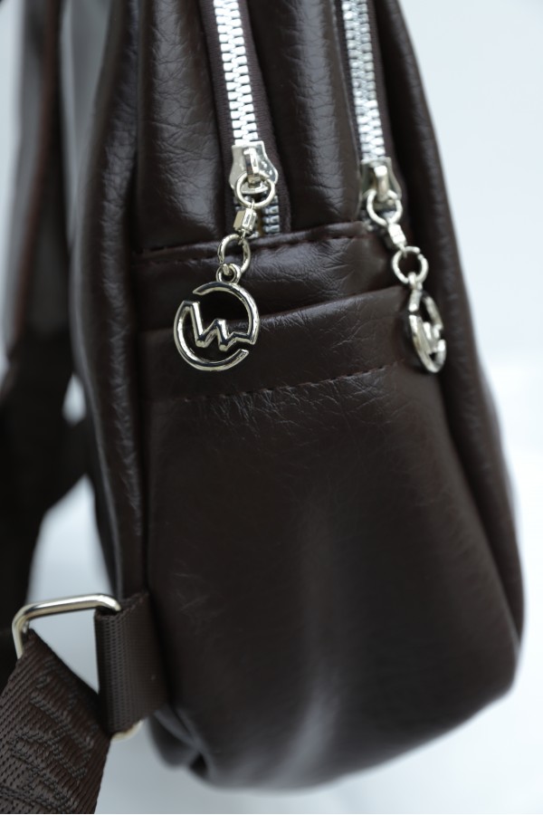 Soft Textured Double Compartment Women's Backpack -Dark Coffee