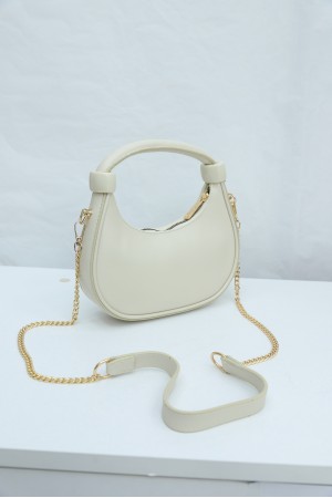 Modern Tasarım Boğumlu Saplı Askılı Mini Hobo Çanta -Bej