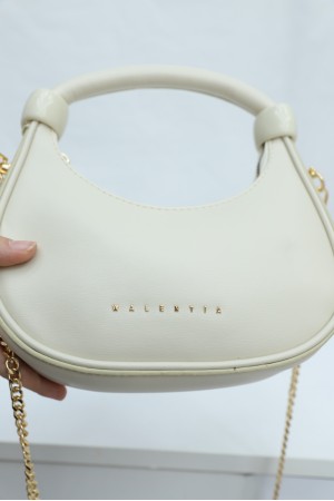Modern Tasarım Boğumlu Saplı Askılı Mini Hobo Çanta -Bej