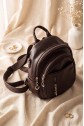 Oval Design Woven Strap Multi-Compartment Women's Backpack -Dark Coffee