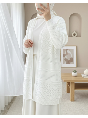 Ajurlu Mevsimlik Triko Hırka  -Ekru