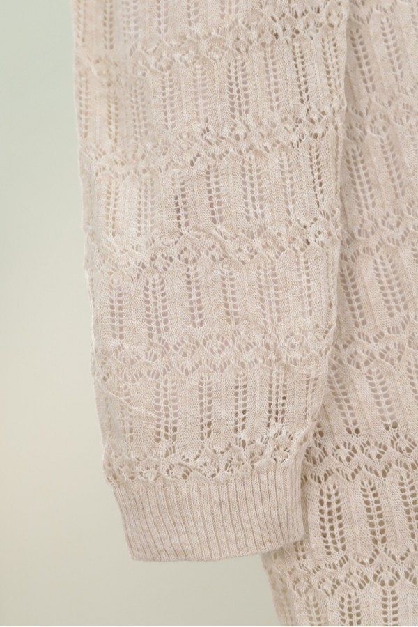 Openwork Patterned Spring Cardigan -Stone