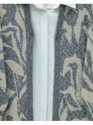 كارديجان محبوك كاجوال بنقوش -اللون النيلي