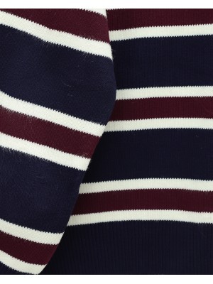 Polo Yaka Düğmeli Renkli Çizgili Triko Kazak -Laci
