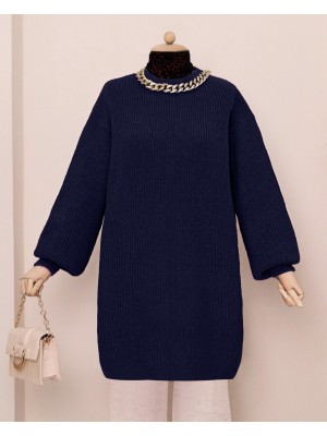 Balon Kol Yumoş Örme Triko Tunik   -Laci