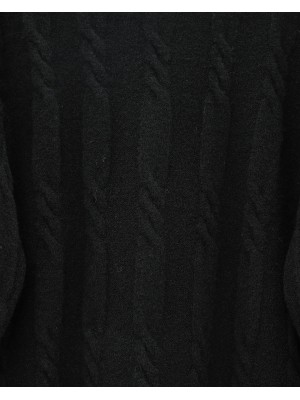 Kabartma Desenli Yumoş Triko Kazak -Siyah