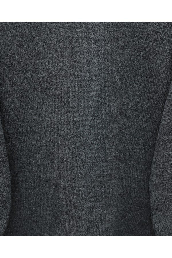 Round  Neck Loose Knit Sweater -Smoked 