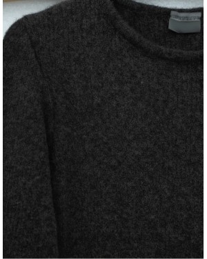 Crew Neck, Fitted Waist, Soft Knit Dress   -Black