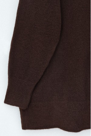 Yarım Boğazlı Yumoş Salaş Triko Kazak  -Kahve