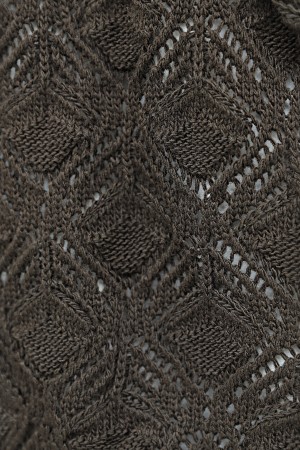 Desenli Araboy Örme Triko Hırka -Kahve