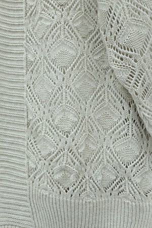 Desenli Araboy Örme Triko Hırka -Taş