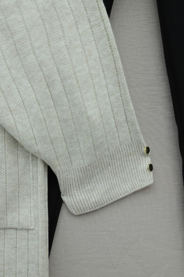 Floral Embroidered Openwork Knit Cardigan -Stone