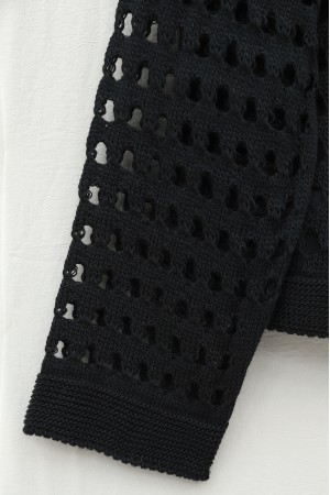 Kayık Yaka Ajurlu Triko Kazak -Siyah