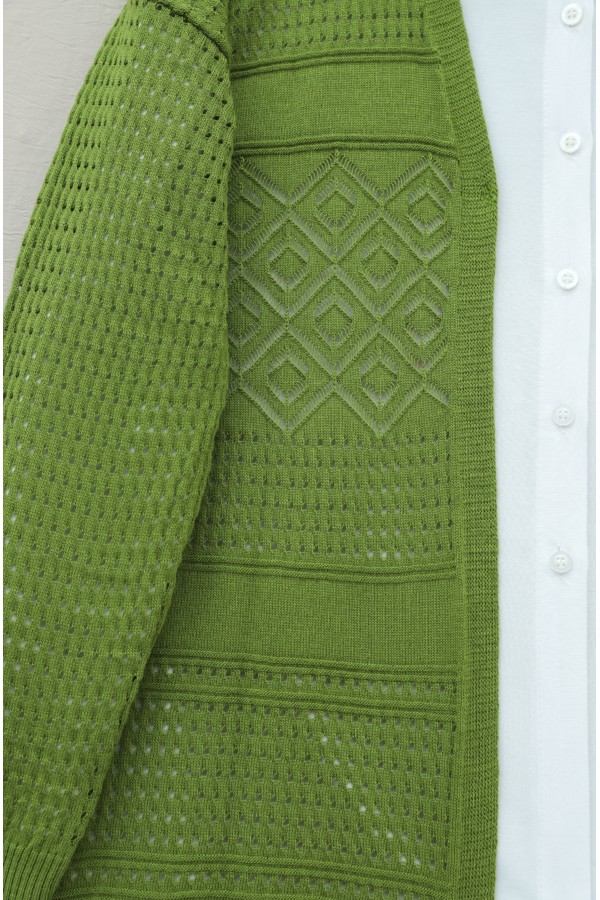 Openwork Seasonal Knitwear Cardigan    -PISTACHIO GREEN