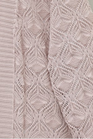 Desenli Araboy Örme Triko Hırka  -Pudra