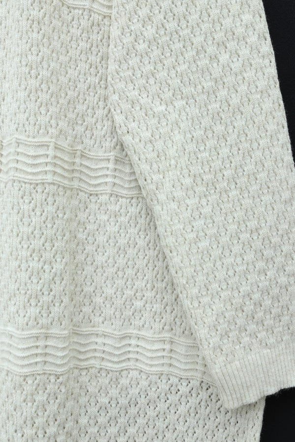 Openwork Wave Pattern Knitted Cardigan -Stone