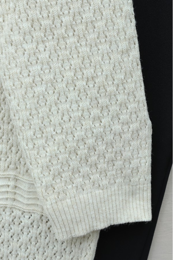 Openwork Wave Pattern Knitted Cardigan -Stone