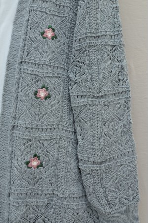 Ajurlu Nakışlı Hırka    -Gri