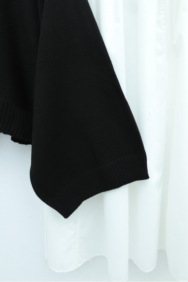 Half-Neck Batwing Sleeve Knitted Sweater for Skirt -Black