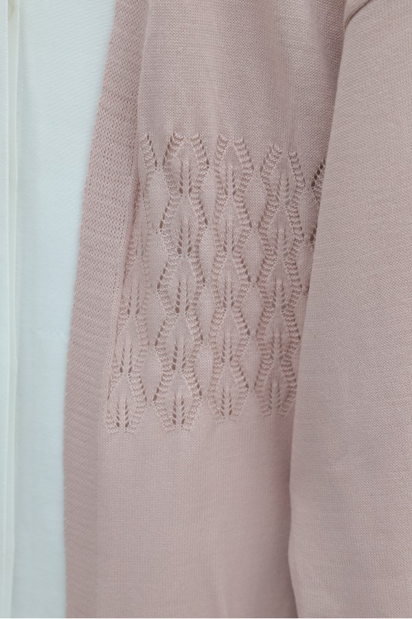 Araboy Openwork Knit Cardigan -Powder
