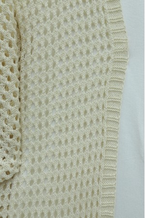 Yarasa Yarım Kol Ajurlu Triko Hırka  -Bej