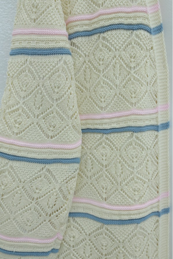 Colorful Striped Openwork Patterned Knitted Cardigan - Beige