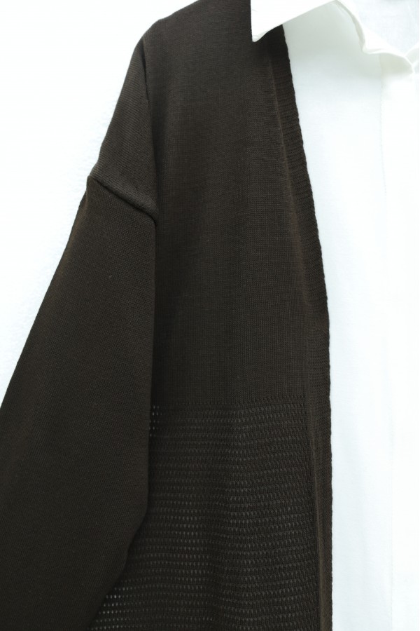 Skirt Tasseled Mesh Cardigan  -Dark Coffee