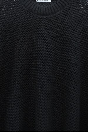 Yarasa Kol Ajurlu Triko Kazak -Siyah