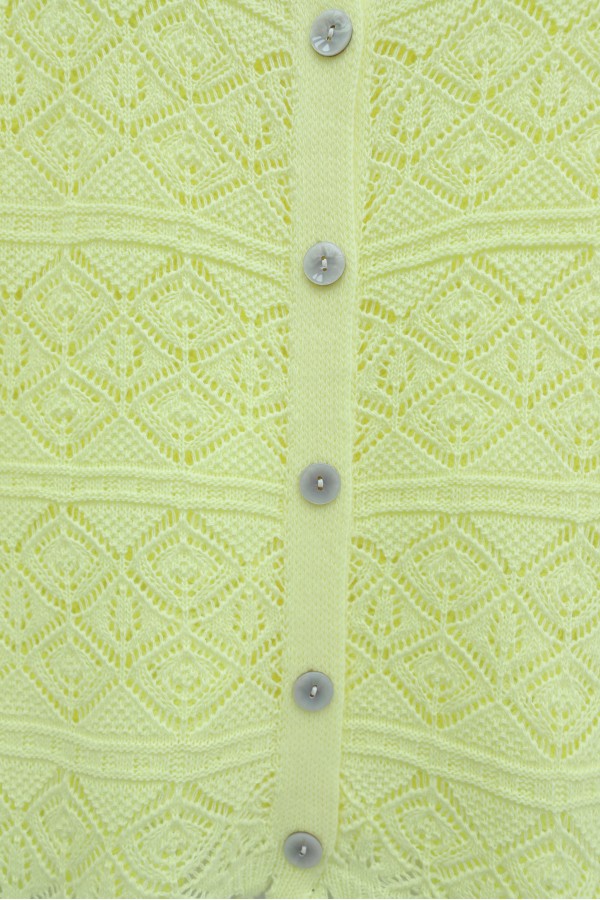 Buttoned Openwork Knit Cardigan -Yellow