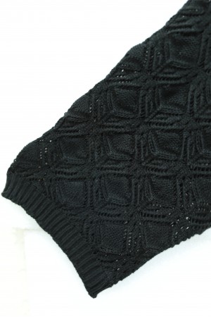 Yuvarlak Yaka Yarasa Kol Ajurlu Triko Kazak -Siyah