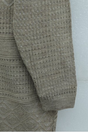 Ajurlu Mevsimlik Triko Hırka       -Açık Vizon