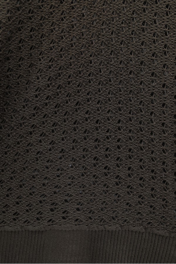 Crew Neck Batwing Sleeve Openwork Knit Sweater -Dark Coffee