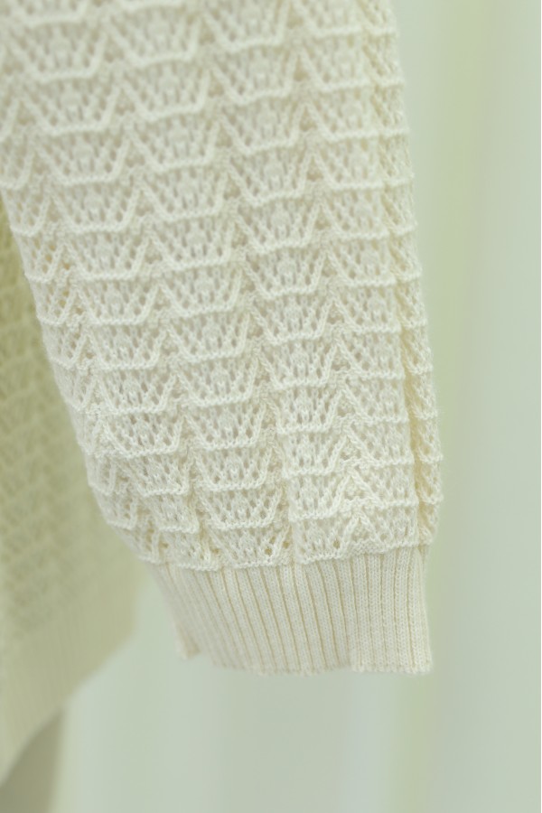 Openwork Thin Knit Cardigan -Cream color