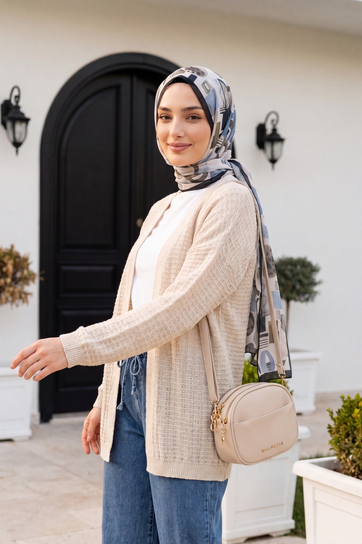 Openwork Thin Knit Cardigan -Stone
