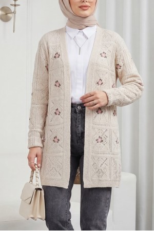 Ajurlu Nakışlı Hırka  -Taş