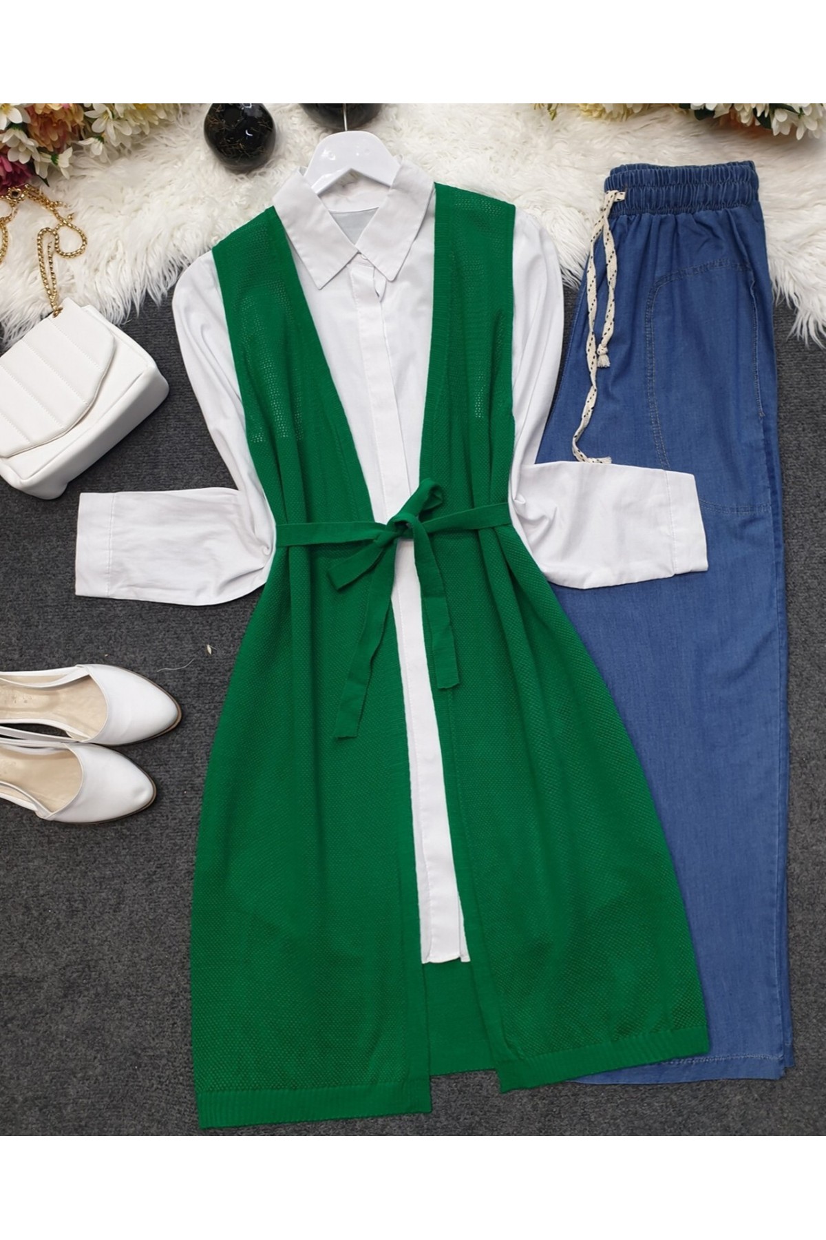  Mesh Spring Cardigan    -Green