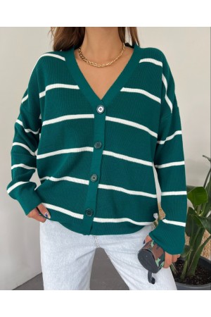كارديجان مخطط بأزرار -زمرد