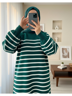 Plain Half-Neck Knitwear Tunic -Emerald