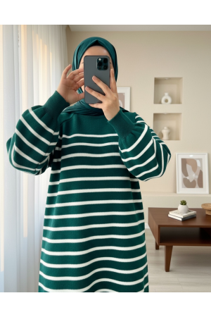 Yarım Boğazlı Triko Tunik -Zümrüt