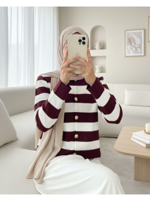 Ringelli Metal Düğmeli Kısa Hırka -Bordo