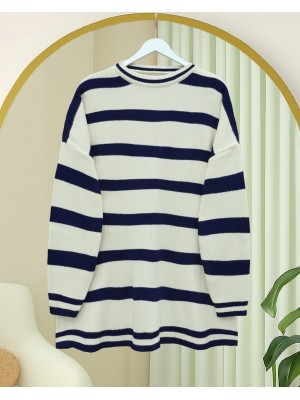 Striped Winter Hijab Knitwear Tunic    -parliament